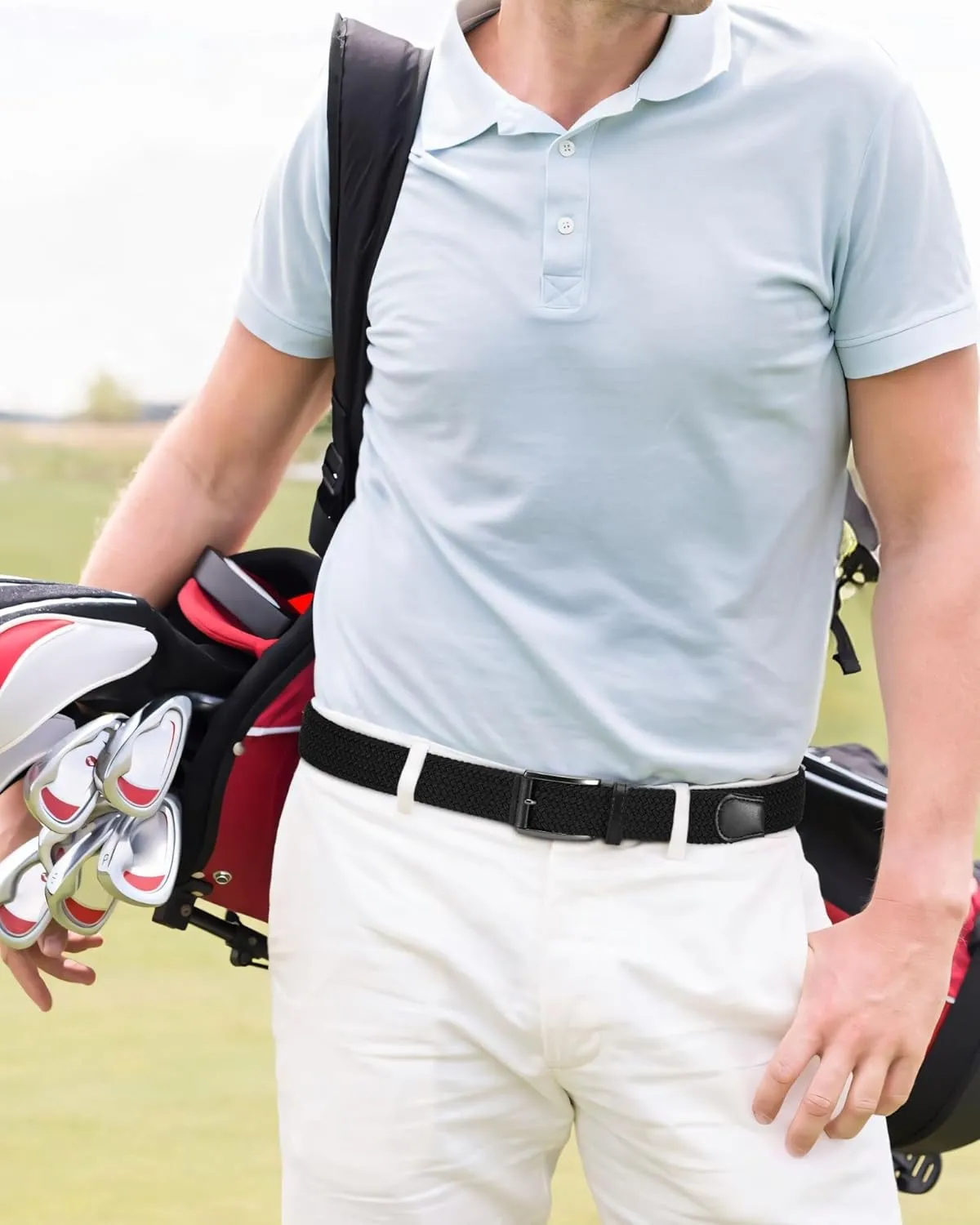 CHAOREN Golf Belts for Men - 1 3/8" Elastic Braided Stretch Mens Belts Casual - Fit Golf Pants Jeans Shorts
