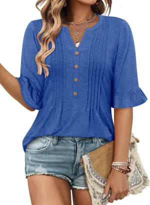 CHICZONE Womens 3/4 Length Bell Sleeve Tops Loose Summer Tunic Shirts Dressy Casual Blouses
