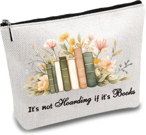 CREATCABIN Makeup Bags for Purse Multi-Function Cosmetic Bag with Zipper Toiletry Travel Washing Bag Make Up Organizer Tool Pouch Large Storage Bags for Women 10x7Inch-It's Not Hoarding if It's Books