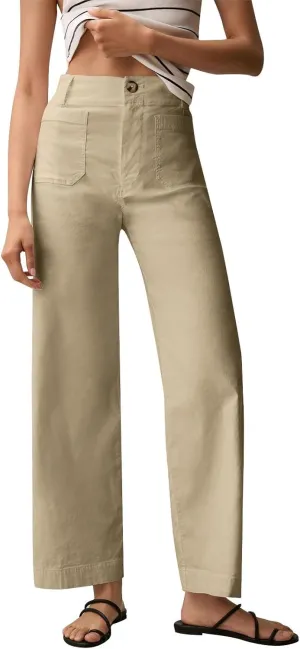 Cropped Pants for Women Stretch Straight Wide Leg High Waisted Business Work Chino Trousers Jeans with Pockets