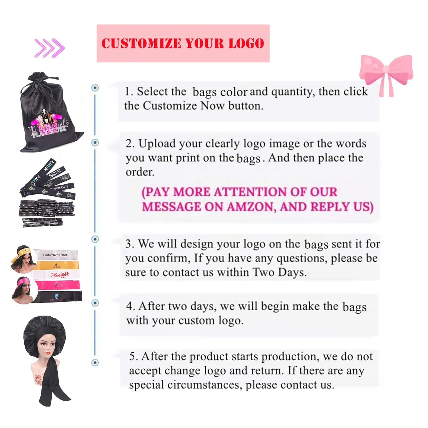Custom Printed Wig Storage Bags - 20Pcs/Lot, Purple, Drawstring Satin Hair Pouches for Hair Bundles, Lace Wigs & Headbands, Personalized Logo Gift for Cosmetics & Accessories (20Pcs/Lot, Purple)