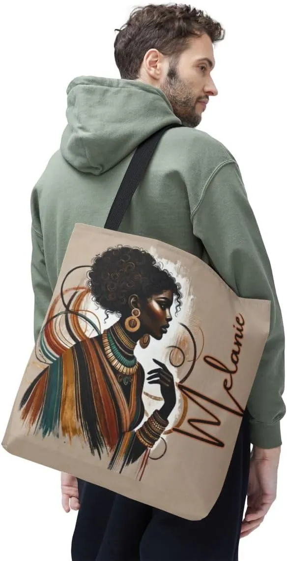 Customizable Tote Bags for Women-Aesthetic African American Style, Personalized & Custom Name or Text Tote