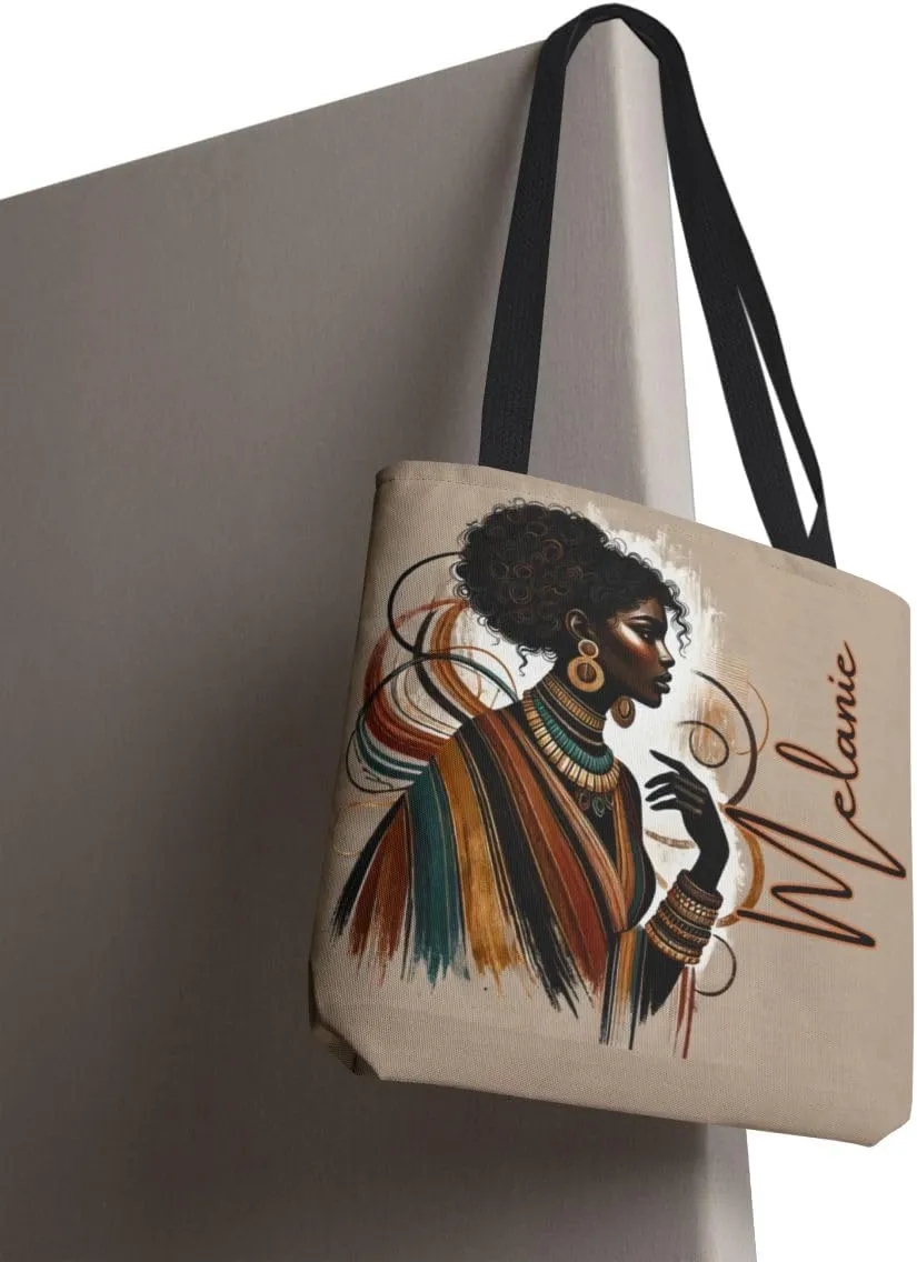 Customizable Tote Bags for Women-Aesthetic African American Style, Personalized & Custom Name or Text Tote