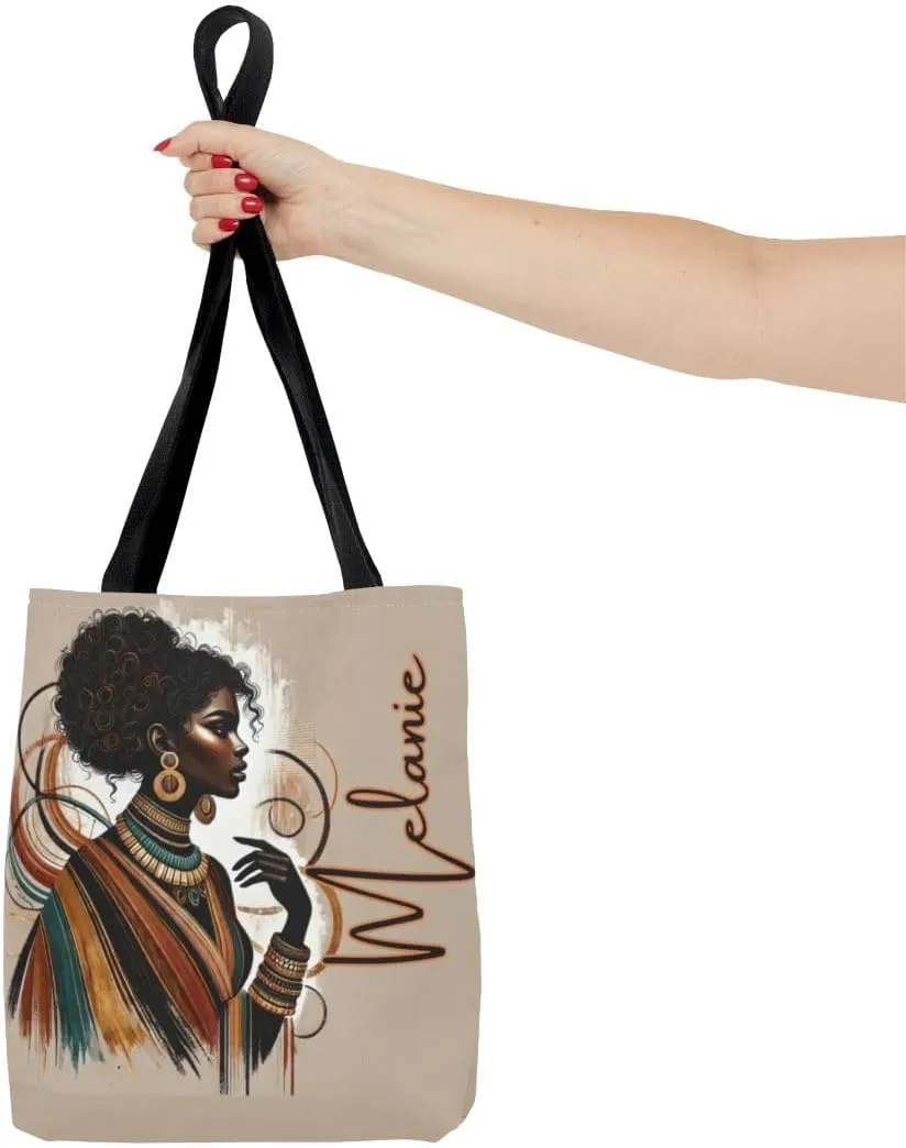 Customizable Tote Bags for Women-Aesthetic African American Style, Personalized & Custom Name or Text Tote