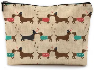 Dachshund Valentine Makeup Bag - Love & Dachshund Gifts for Her, Wife, Girlfriend & Mom - Small Cosmetic Bag for Purse