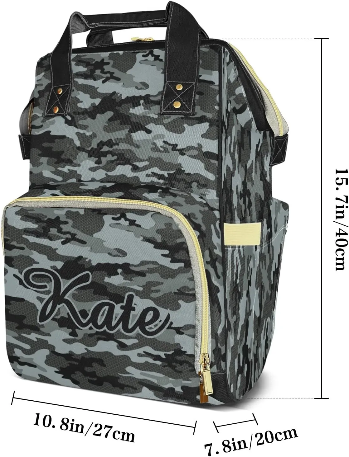 Diaper Bags Military Camouflage Tote Bags Backpack with Name Mommy Nursing Bags Gifts for Women Men