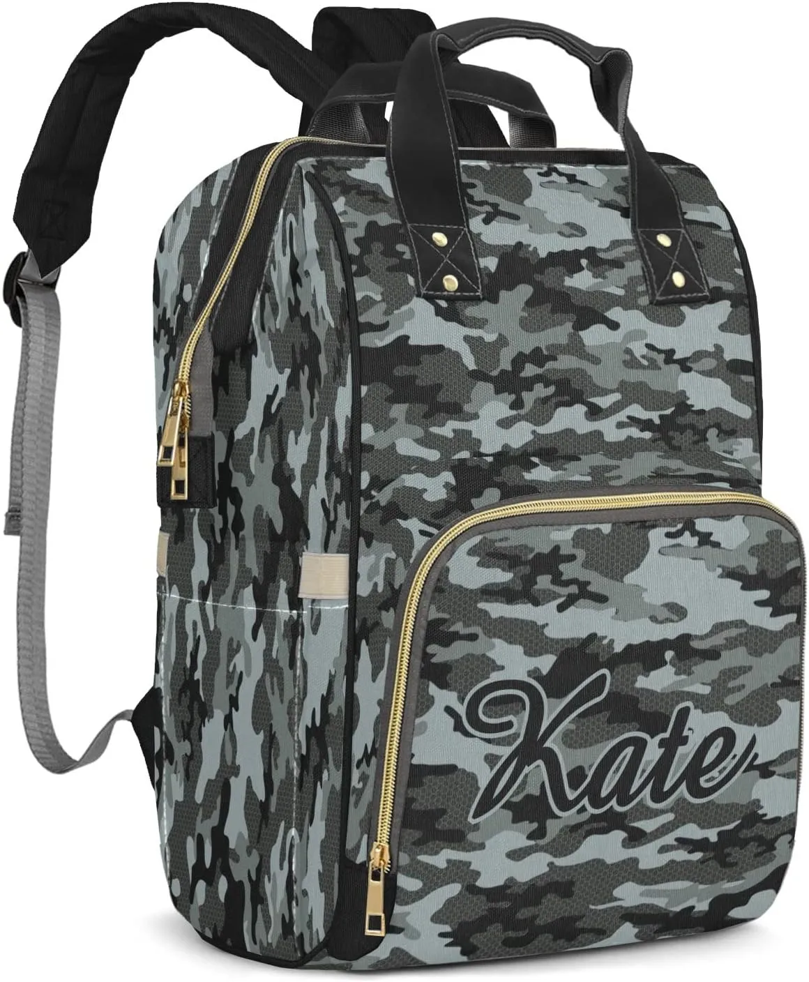 Diaper Bags Military Camouflage Tote Bags Backpack with Name Mommy Nursing Bags Gifts for Women Men