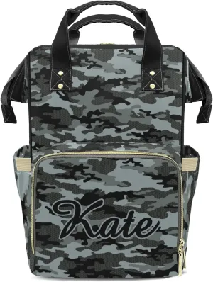 Diaper Bags Military Camouflage Tote Bags Backpack with Name Mommy Nursing Bags Gifts for Women Men