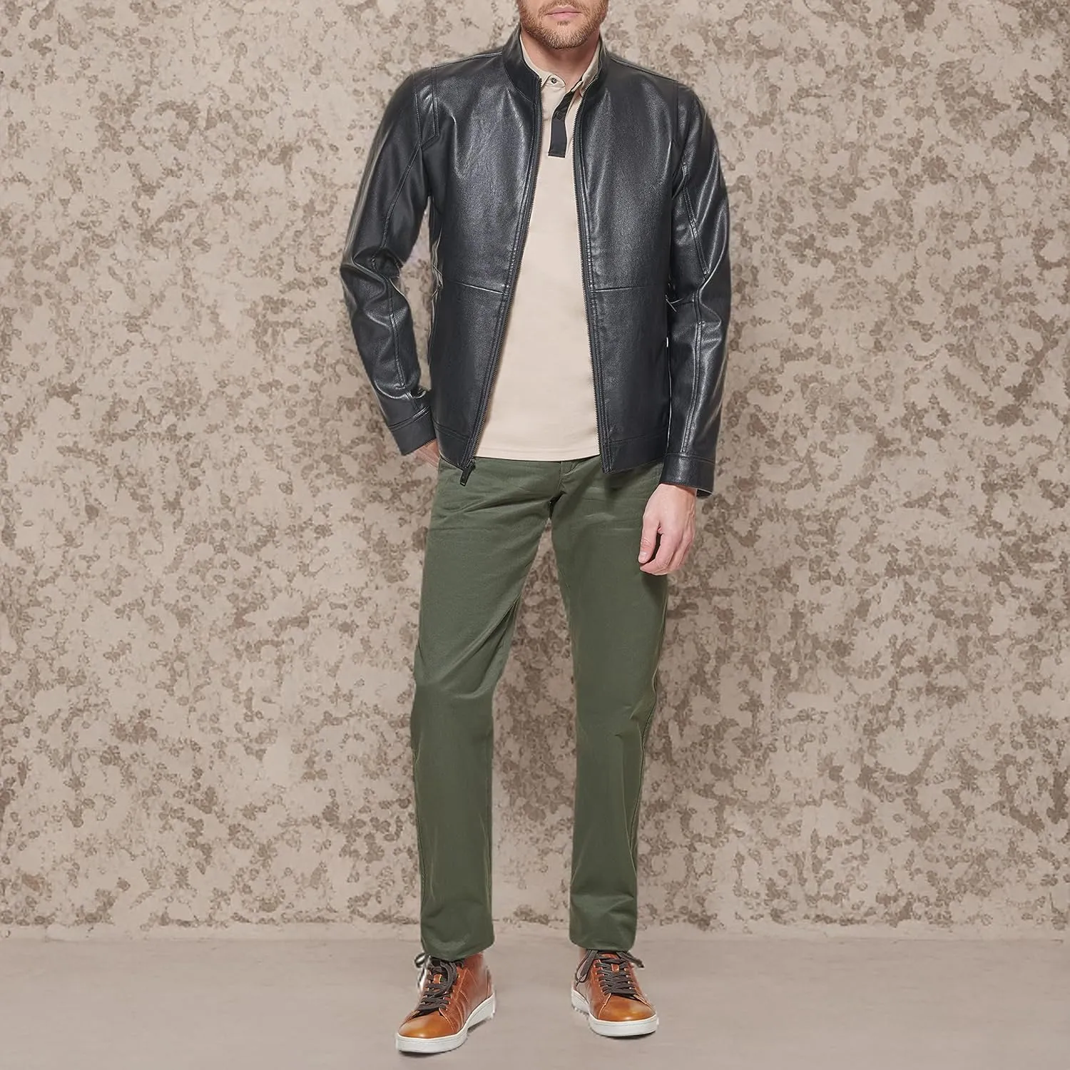 Dockers Men's The Dylan Faux Leather Racer Jacket