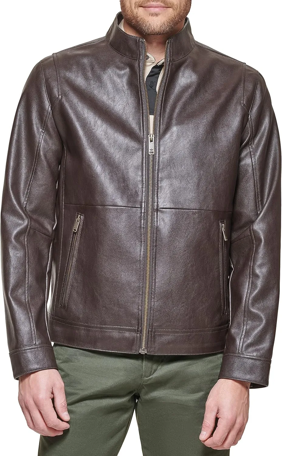 Dockers Men's The Dylan Faux Leather Racer Jacket