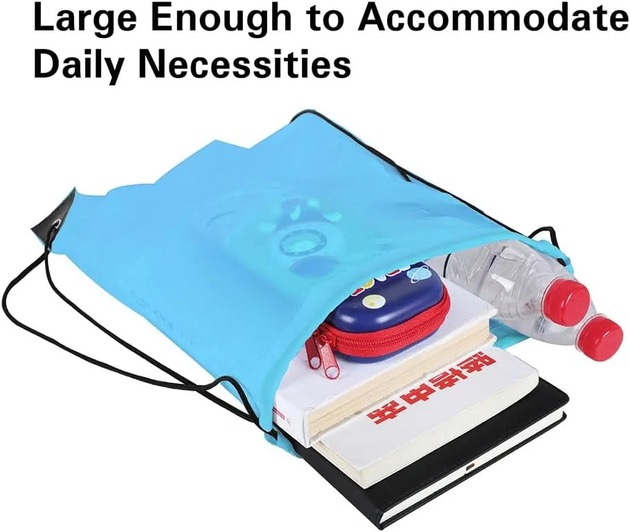 Drawstring Backpack, 16 Pcs Bulk Draw String Bags, Polyester Cinch Bag for Sport Gym, Sky Blue