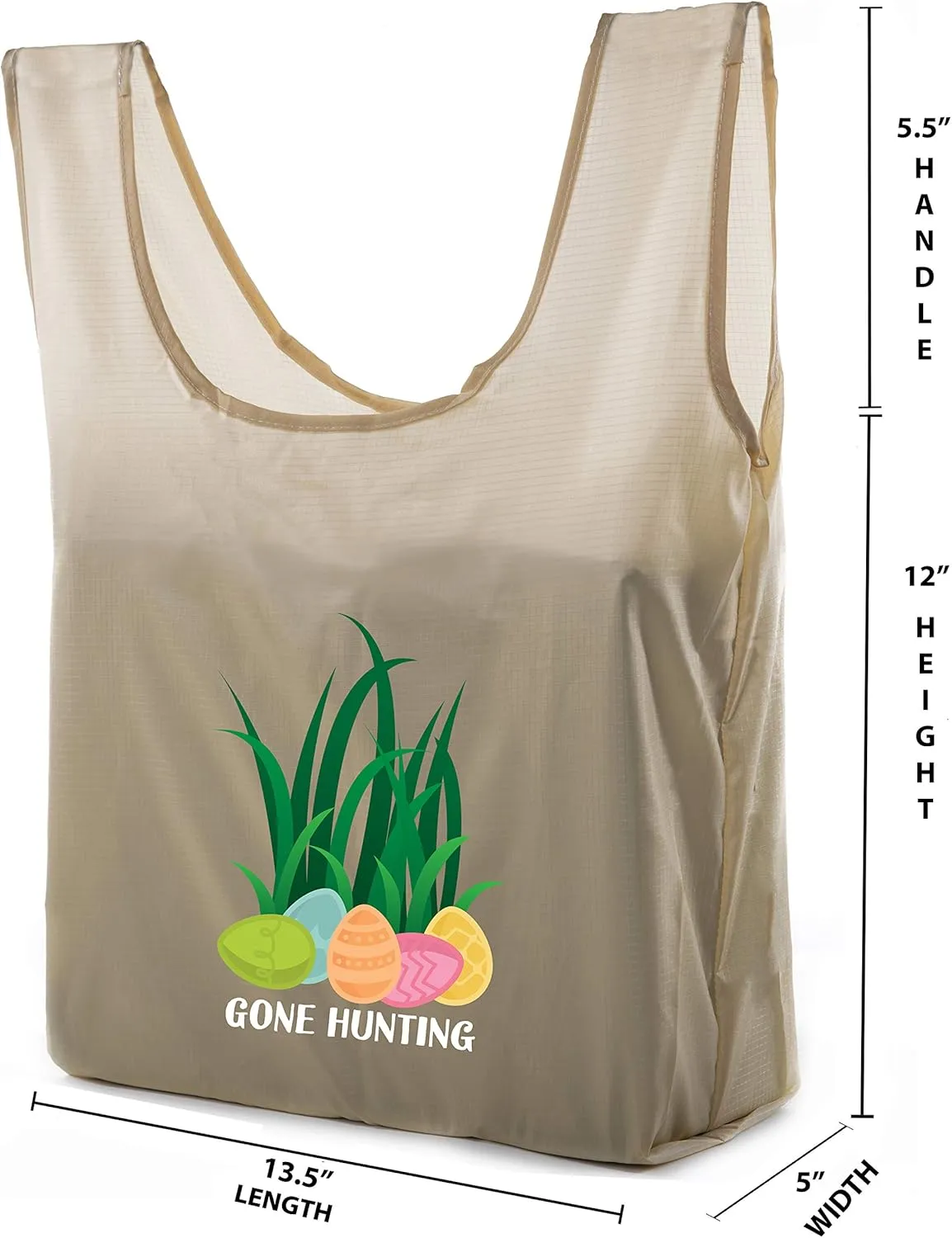 Easter Basket Bags, Bulk Reusable Grocery Bags, Easter Egg Hunt Tote Bags - Gone Hunting
