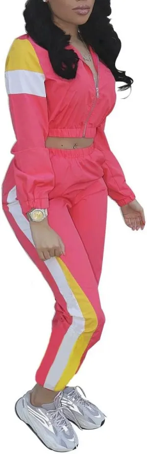 EOSIEDUR Women's Two Piece Outfits Zip Top Jacket and Elastic Waistband Pant Women Sweatsuit Tracksuit Sets