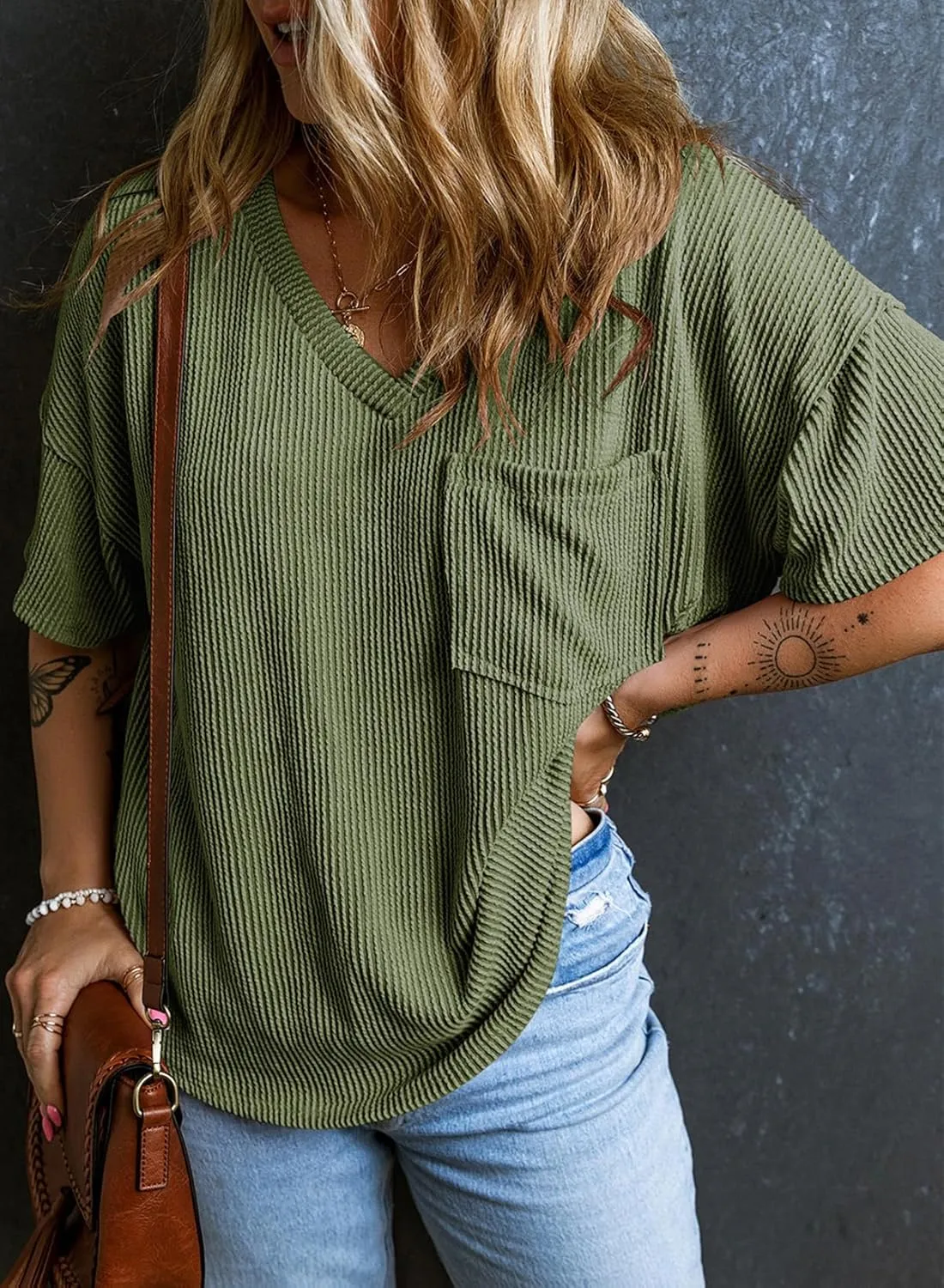 EVALESS Womens Summer Tops Oversized T Shirts Short Sleeve Blouses for Women Dressy Casual Work Outfits