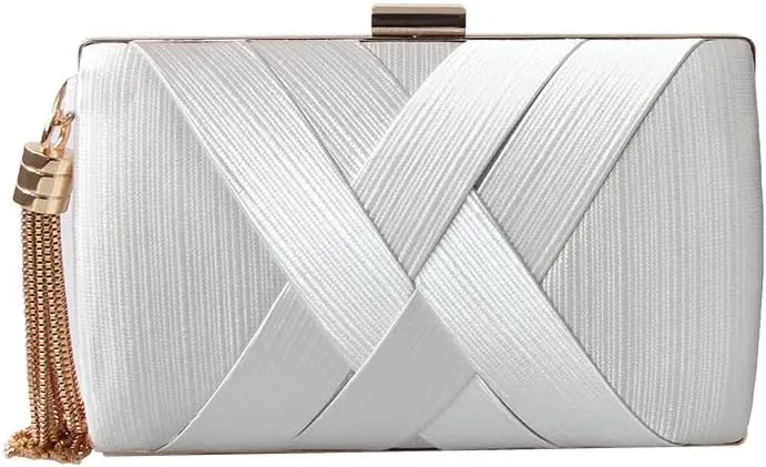 Evening Bags for Women Tassel Evening Clutch Bag Wedding Clutch for Wedding Night Out Party Silver/Gold