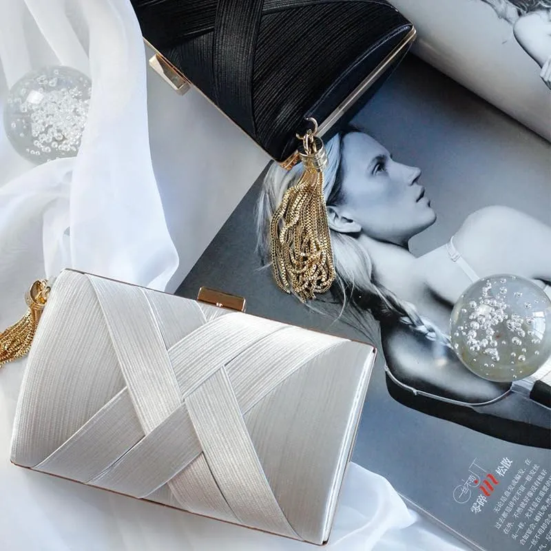 Evening Bags for Women Tassel Evening Clutch Bag Wedding Clutch for Wedding Night Out Party Silver/Gold