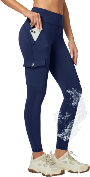 Ewedoos Leggings with Zipper Pockets Water Resistant Compression Leggings Hiking Pants Women Tummy Control UPF50 