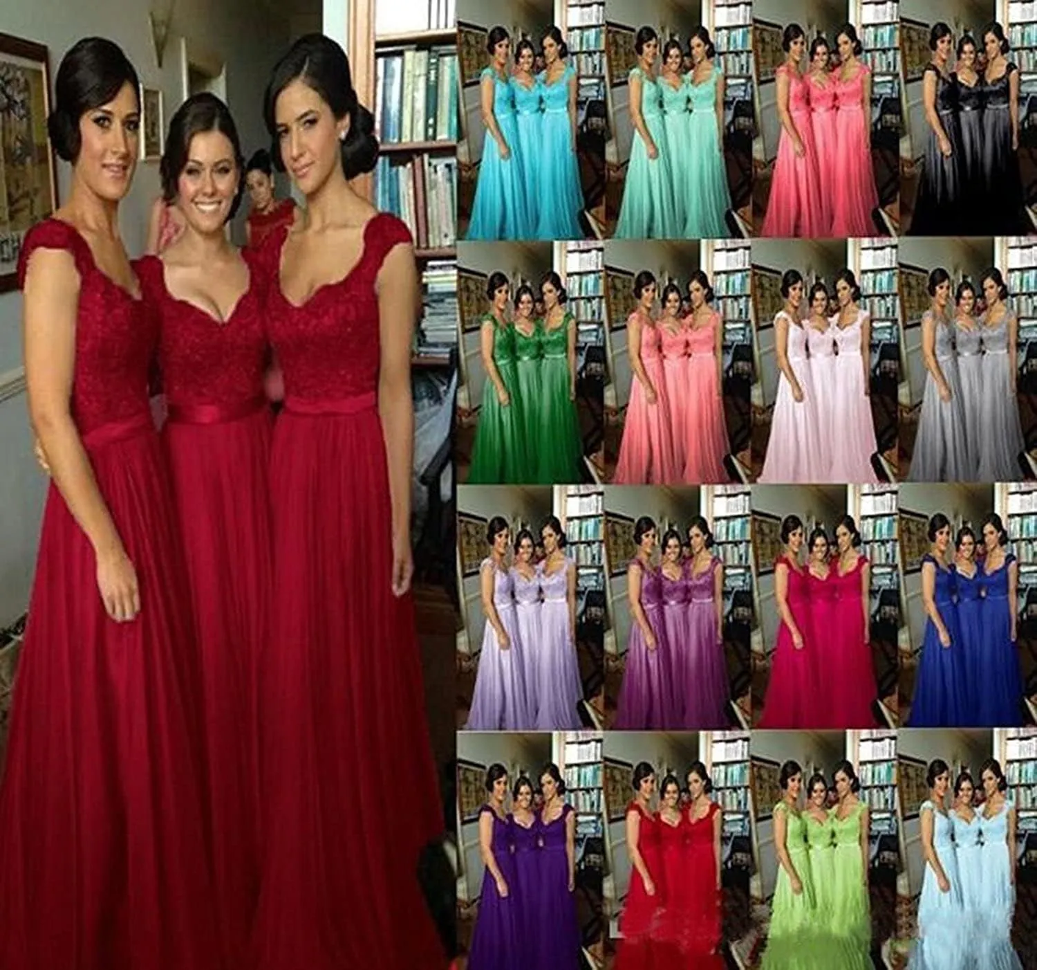 Fanciest Navy Blue Bridesmaid Dresses for Women Long Chiffon A Line Appliques Lace Formal Dress Maxi Prom Gowns