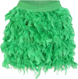 Fashion Women's Turkey Feather Short Half Skirt - 2024 Trendy European and American Style