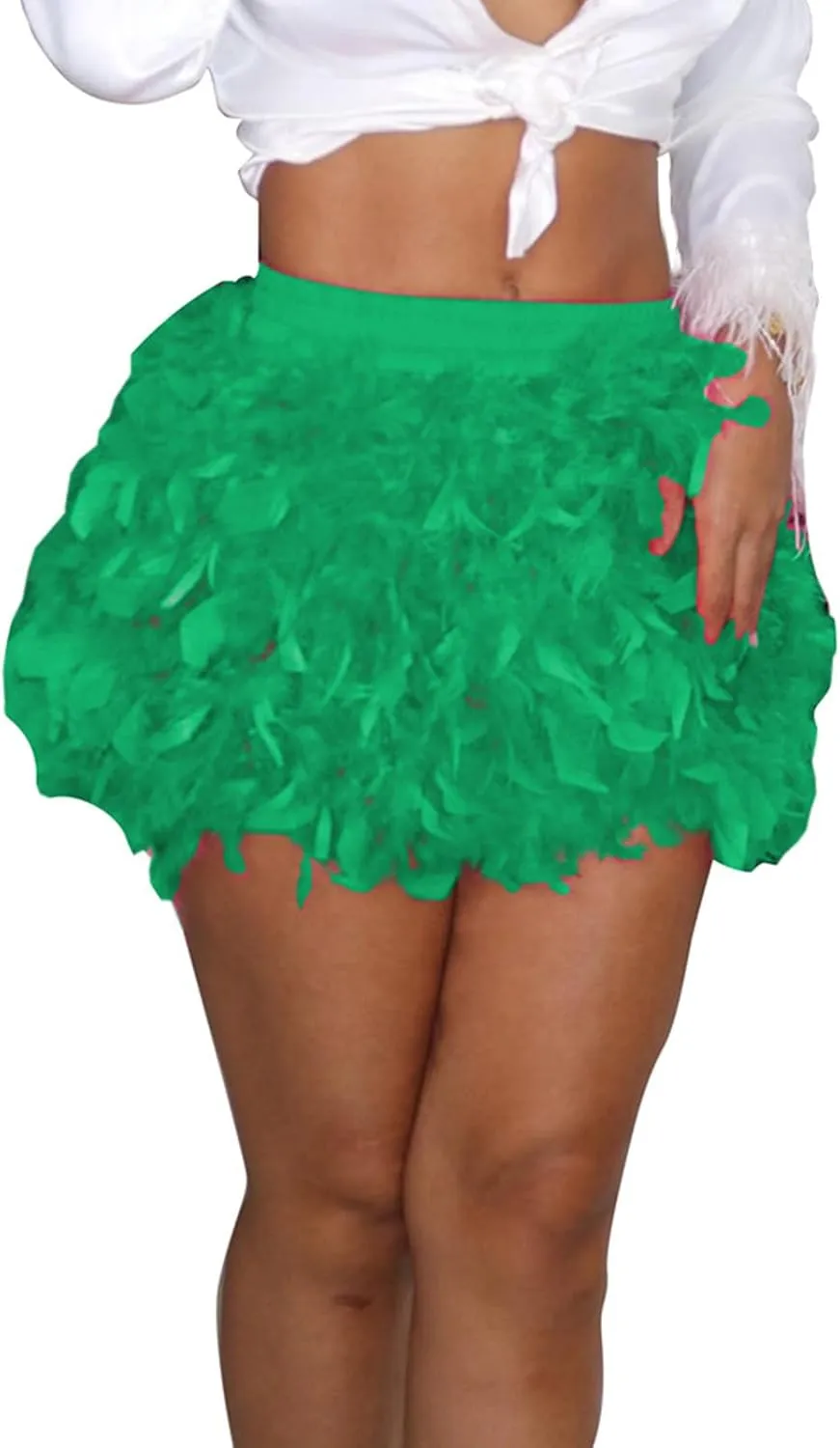 Fashion Women's Turkey Feather Short Half Skirt - 2024 Trendy European and American Style