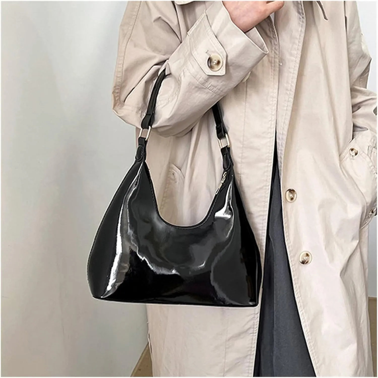 Fashionable Light Luxury Glossy Single Shoulder Hand-Held Underarm Women's Bag