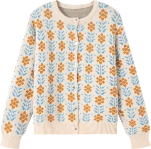FindThy Womens Y2K Floral Print Cardigan Long Sleeve Crewneck Button Up Knit Sweater Cardigans