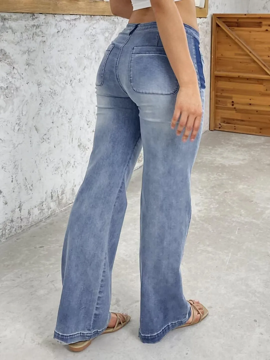 Flamingals Low Rise Cargo Wide Leg Pants for Women Drawstring Flap Pockets Y2K Bow Tie Casual Flare Pants