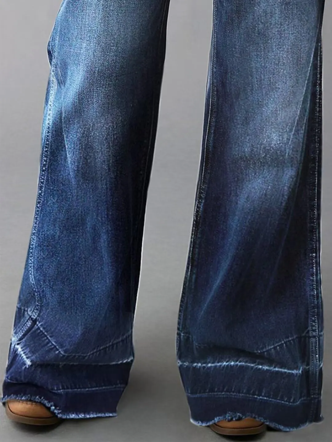 Flamingals Wide Straight Leg Mid Rise Baggy Pocket Denim Jeans Without Belt