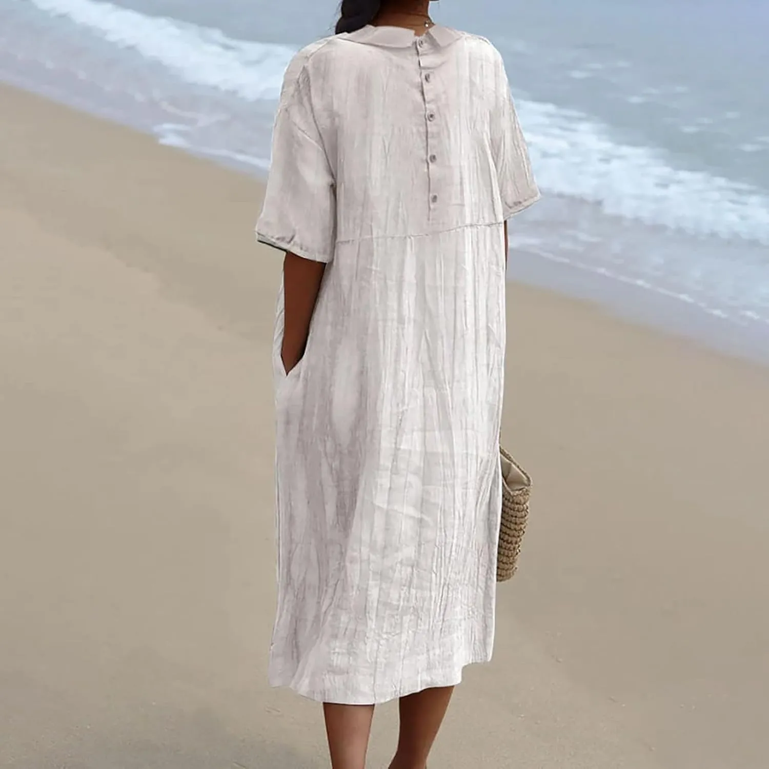 Floral Long Dress for Women Lapel Neck Short Sleeve Midi Dress Plus Size Maxi Dresses Beach Vacation Sundresses