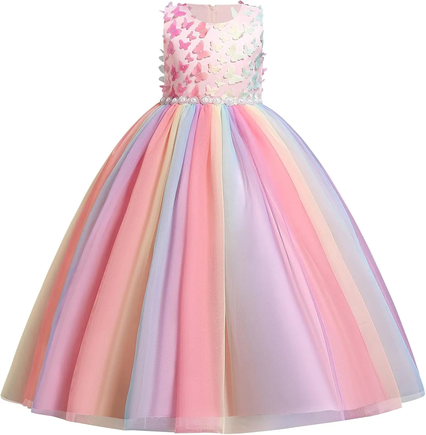 Flower Girls Vintage Floral Boho Lace 3/4 Sleeves Maxi Dress Wedding Princess Party Communion Evening Formal Dance Gown