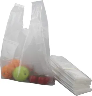 Ggbin Clear Plastic T-Shirt Bags, Handled Grocery Shopping Bag, 18.9"x11.8", 1000 Counts