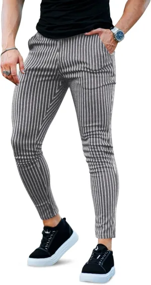 GINGTTO Mens Chino Pants Slim Fit Stretch Pinstripe Pants Men Dress