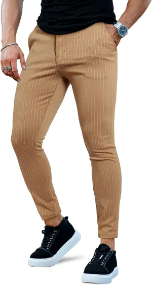 GINGTTO Mens Chino Pants Slim Fit Stretch Pinstripe Pants Men Dress