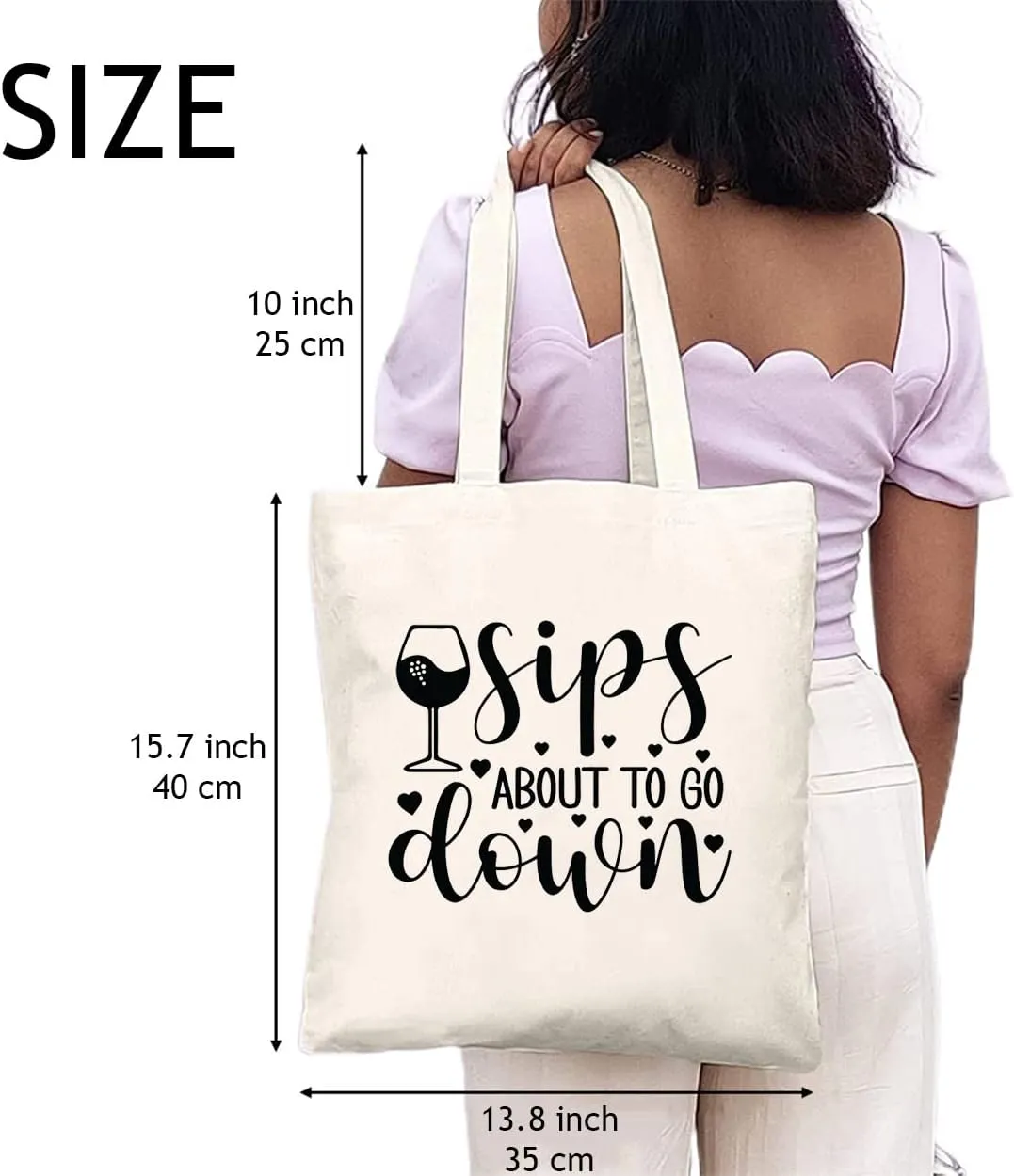 Girls Weekend Canvas Tote Bags for Women Sips about to Go Down Shoulder Bag Reusable Washable Shopping Bags