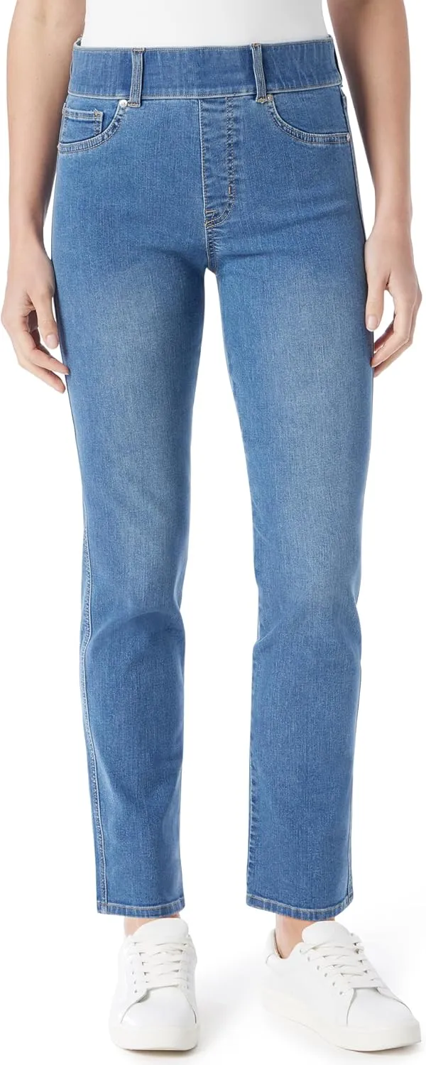 Gloria Vanderbilt Women's Shape Effect Pull on High Rise Straight Leg Jean Standard