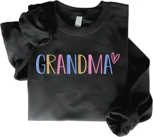 GODMERCH Embroidered Grandma Sweatshirt, Gifts Birthday Mothers Day for Grandma, Embroidery Crewneck Sweatshirts for Women