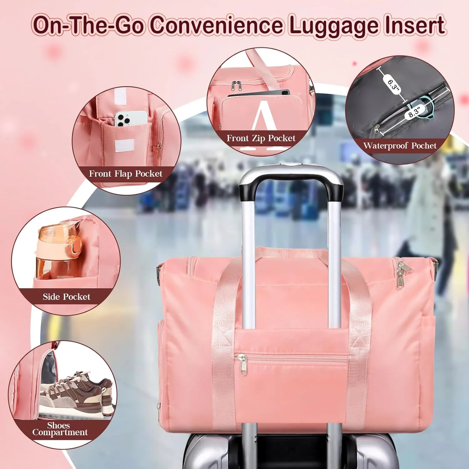 Gym Bag for Women Travel Duffel Bags Weekender Bag with Shoe Compartment, Initial Duffle Bag Women with Makeup Bag, Personalized Birthday Gifts for Women Mom Grandma Sister