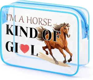 Horse Gifts for Women Horse Makeup Bag Horse Lover Gifts Clear Cosmetic Bag Horse Stuff Christmas Birthday Gifts for Daughter Girl Horse Lover Horse Theme Gift Travel Toiletry Bag Graduation Gift