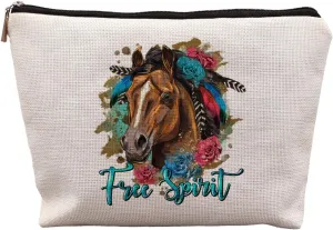 Horse Makeup Bag,Horse Gifts for Women,Gifts for Horse Lovers,Free Spirit Cosmetic Bag,Horse Gifts,Best Gifts for Horse Lovers,Horse Lover Gifts for WomenWestern Stuff for Woman