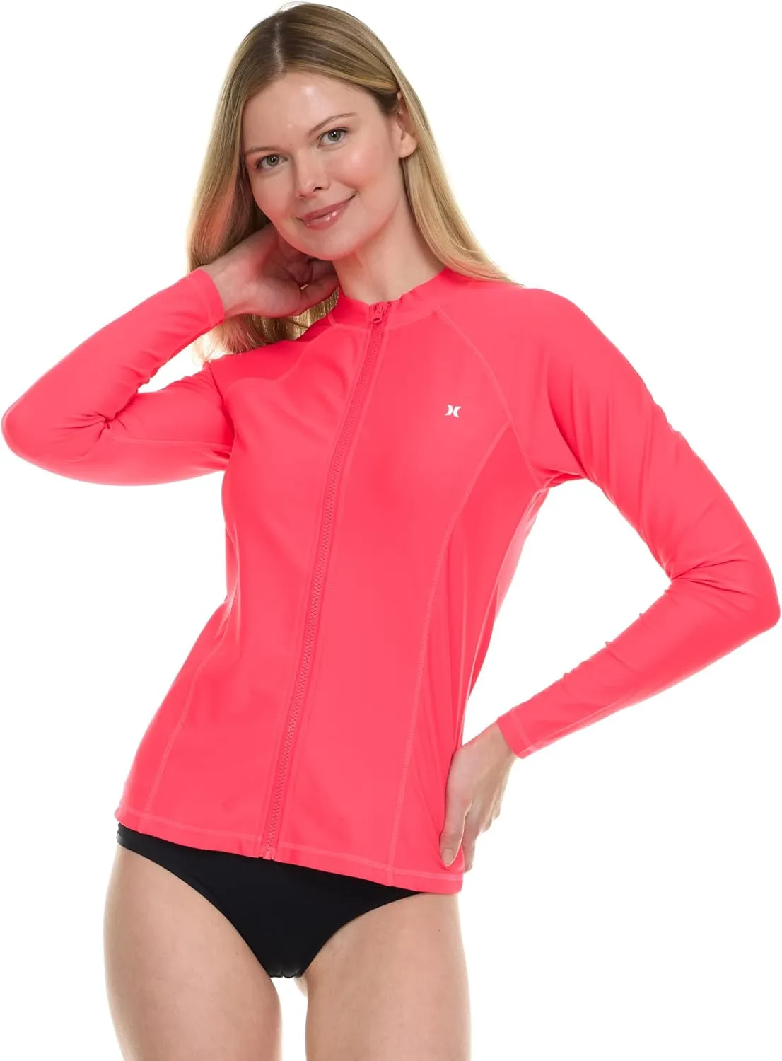 Hurley Rash Guard for Women Full Zip, Zip Up Long Sleeve Swim Shirts for Women, Surfing Top UPF 50  SPF Sun & UV Protection
