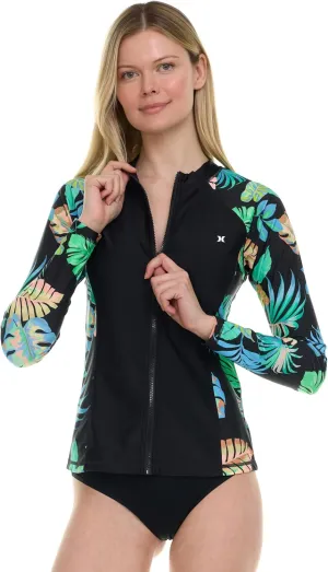 Hurley Rash Guard for Women Full Zip, Zip Up Long Sleeve Swim Shirts for Women, Surfing Top UPF 50  SPF Sun & UV Protection
