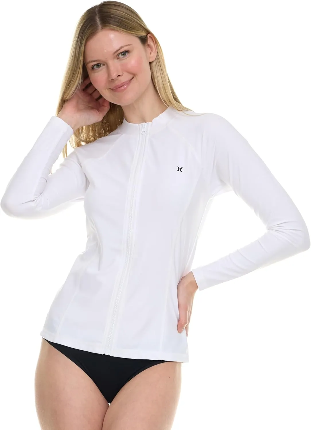 Hurley Rash Guard for Women Full Zip, Zip Up Long Sleeve Swim Shirts for Women, Surfing Top UPF 50  SPF Sun & UV Protection