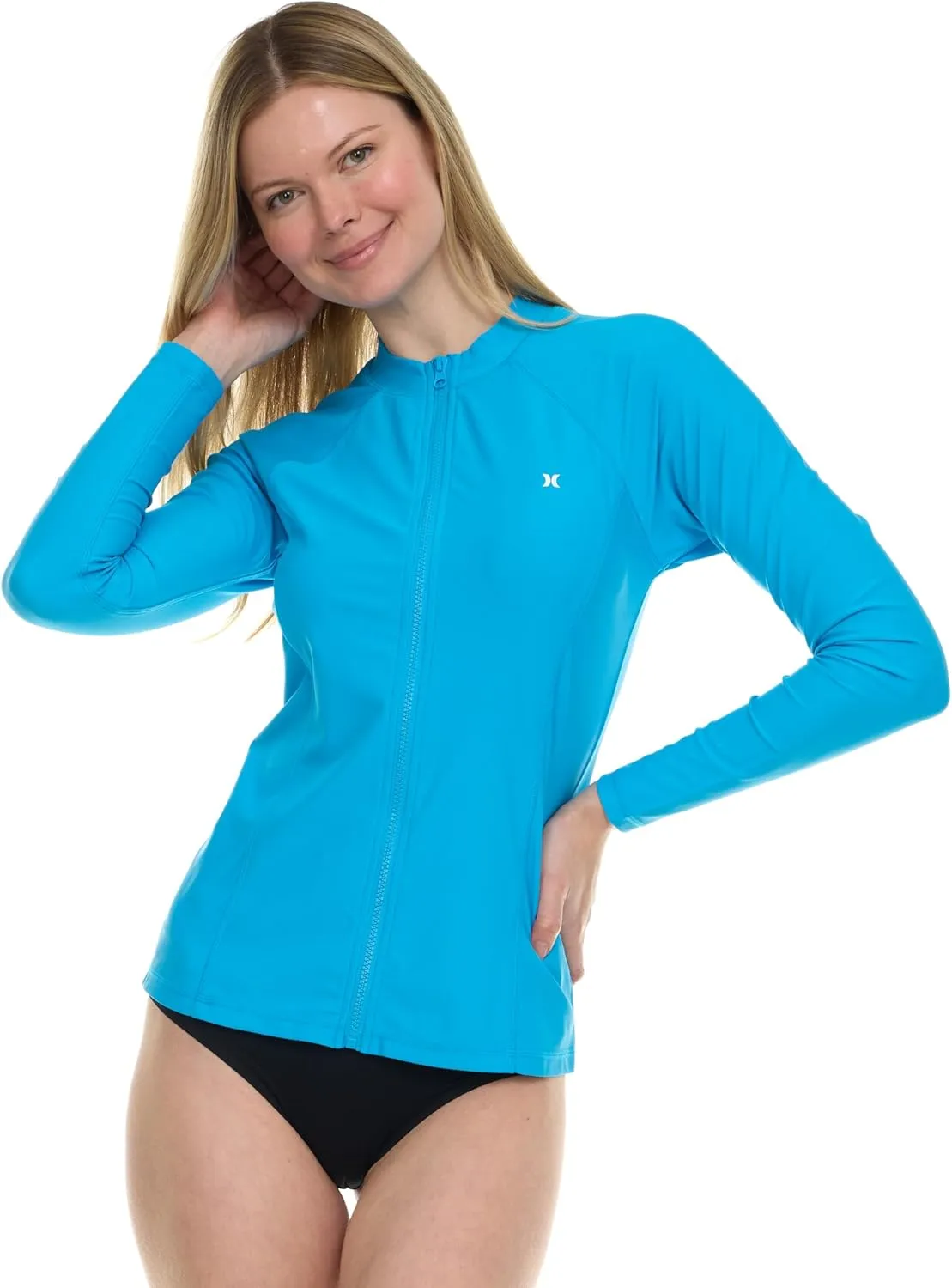 Hurley Rash Guard for Women Full Zip, Zip Up Long Sleeve Swim Shirts for Women, Surfing Top UPF 50  SPF Sun & UV Protection