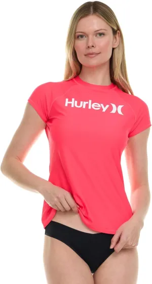 Hurley Rash Guard for Women, Short Sleeve Swim Shirts for Women Rashguard, UPF 50  SPF & UV Protection