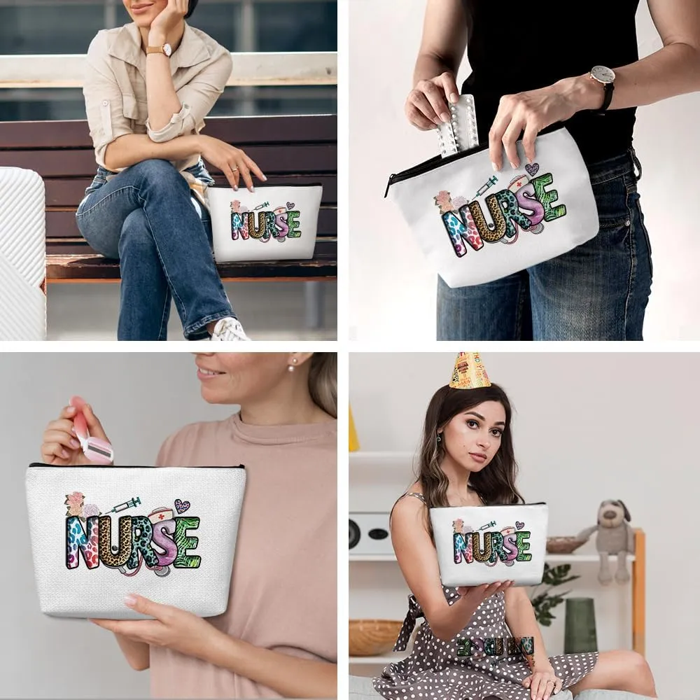 Inspirational Nurse Life Makeup Bag Nurse Gifts Nurses Week Gifts Nurse Accessories for Work Nursing Nurse Appreciation Birthday Graduation Gifts Inspired Cosmetic Bag Make up Bag for Women RN Midwife
