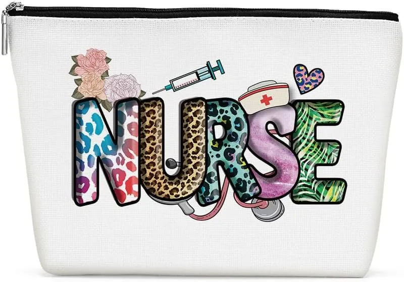 Inspirational Nurse Life Makeup Bag Nurse Gifts Nurses Week Gifts Nurse Accessories for Work Nursing Nurse Appreciation Birthday Graduation Gifts Inspired Cosmetic Bag Make up Bag for Women RN Midwife