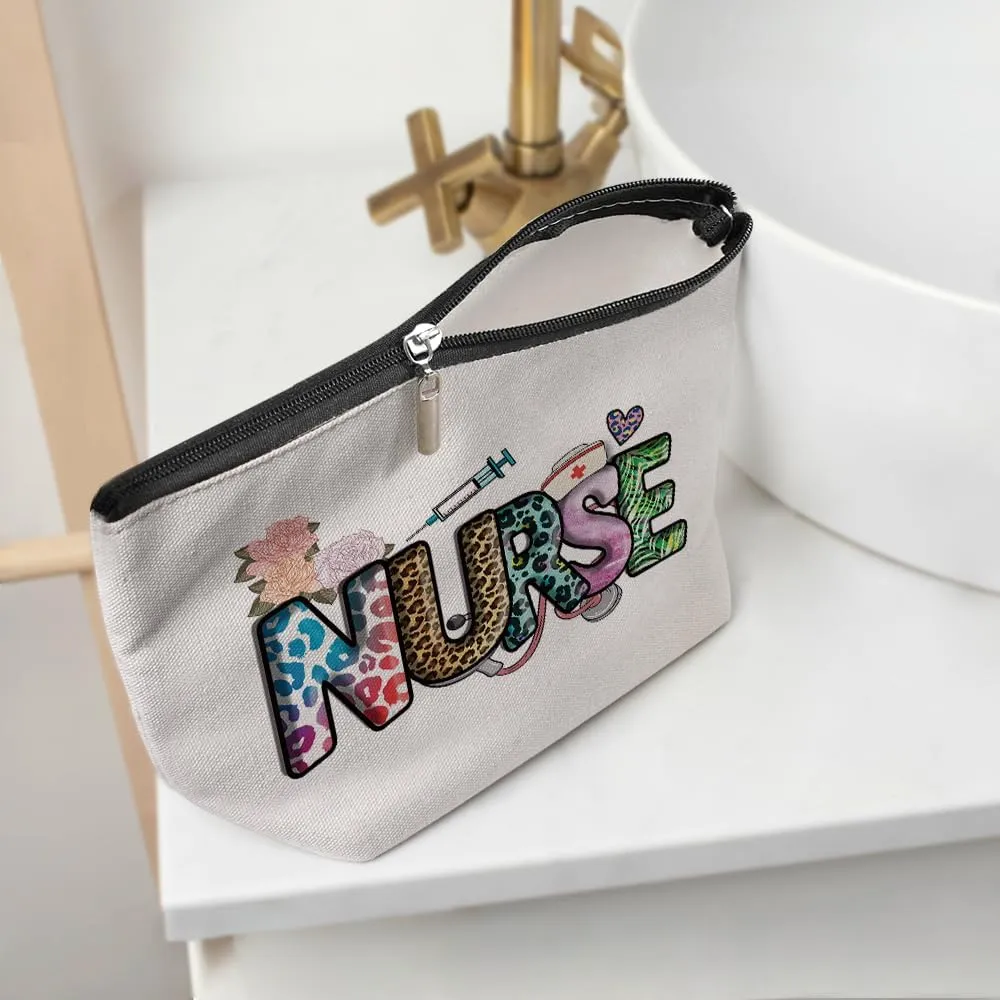 Inspirational Nurse Life Makeup Bag Nurse Gifts Nurses Week Gifts Nurse Accessories for Work Nursing Nurse Appreciation Birthday Graduation Gifts Inspired Cosmetic Bag Make up Bag for Women RN Midwife