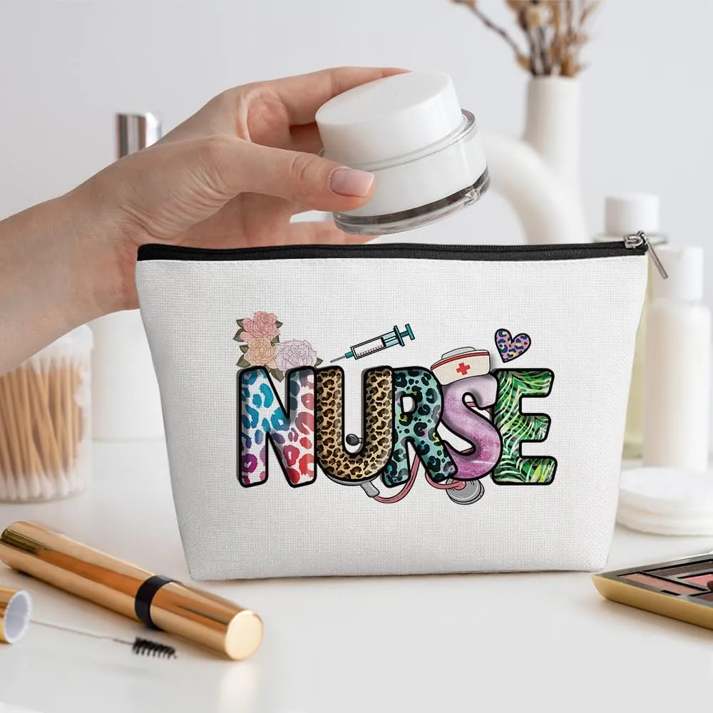 Inspirational Nurse Life Makeup Bag Nurse Gifts Nurses Week Gifts Nurse Accessories for Work Nursing Nurse Appreciation Birthday Graduation Gifts Inspired Cosmetic Bag Make up Bag for Women RN Midwife