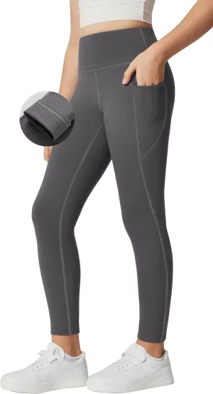 IUGA Girls Fleece Lined Leggings High Waisted Yoga Pants with Pockets Winter Leggings for Girls Athletic Warm Leggings