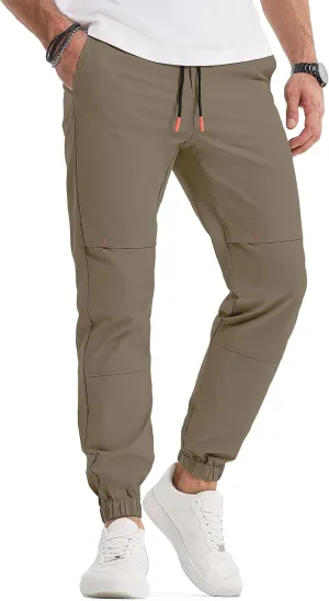 JMIERR Mens Joggers Casual Pants Stretch Elastic Waist Drawstring Tapered Pants with Pockets